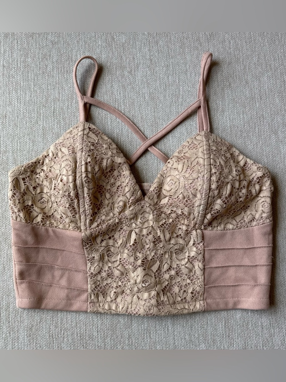 Lace Bralette Crop Top in Blush
